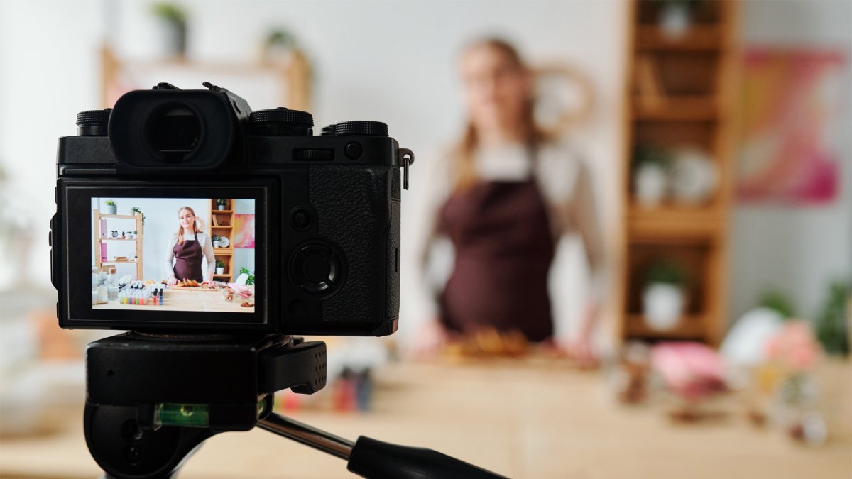 woman filming cooking branding video