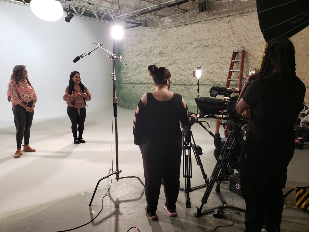 Video shoot behind the scenes for Cool Moms Dance Too - Aaramba LLC